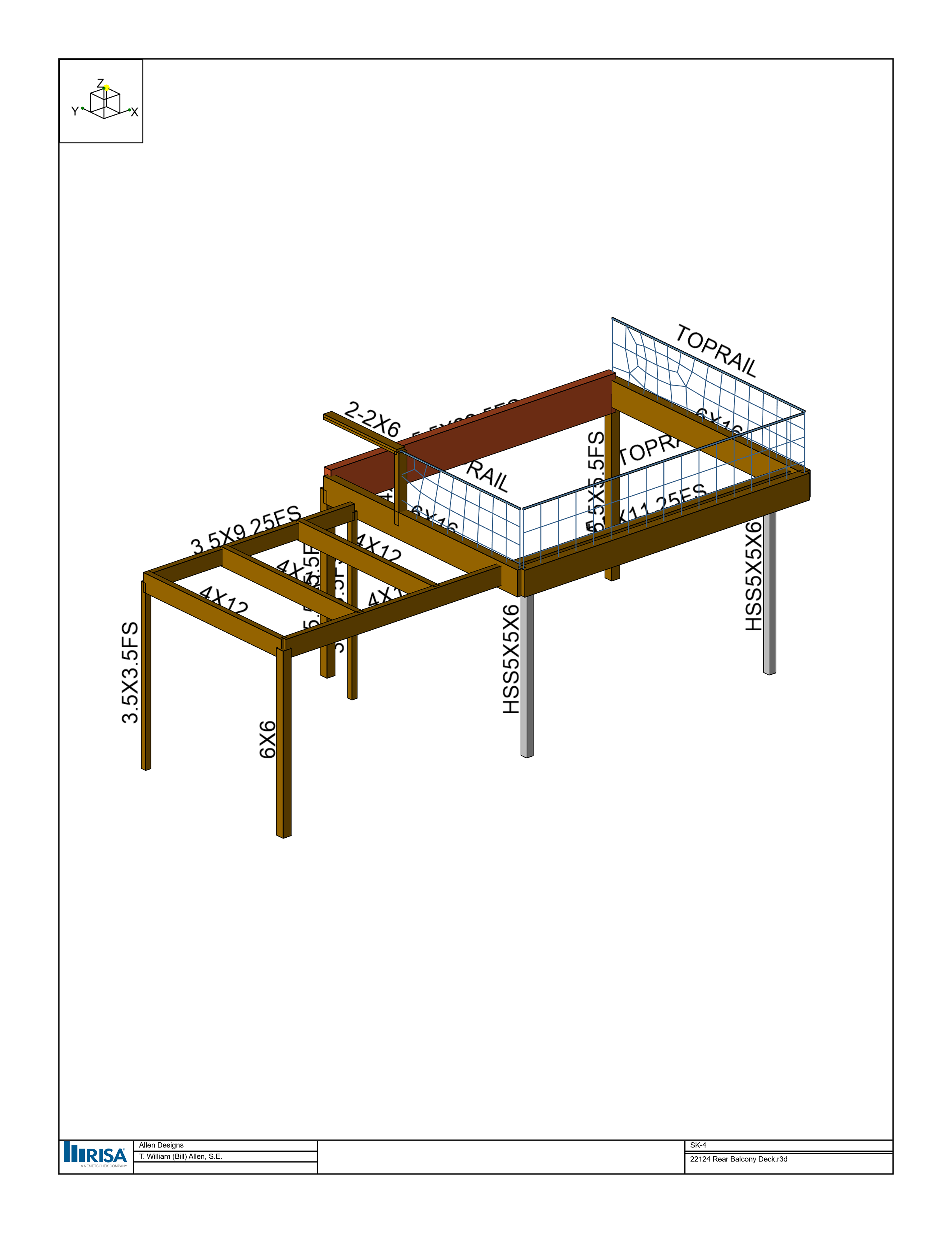 Schwartz Residence Rear Balcony Deck and Patio Cover 3D Analytical Model View