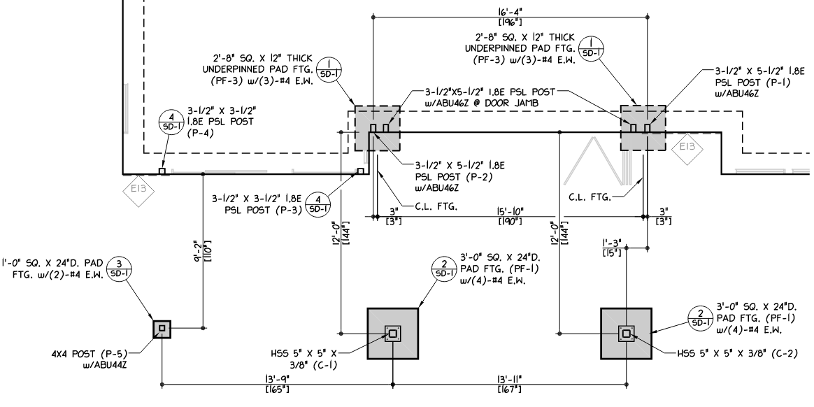 Partial Foundation Plan at Rear Deck