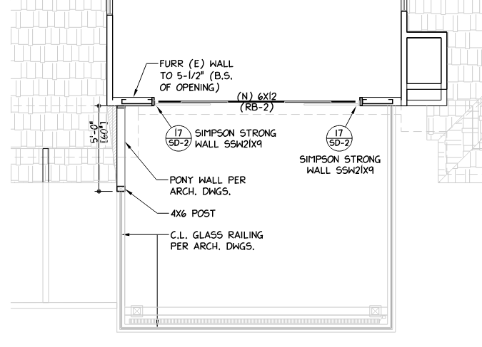 Roof Framing Plan at Rear Deck Below